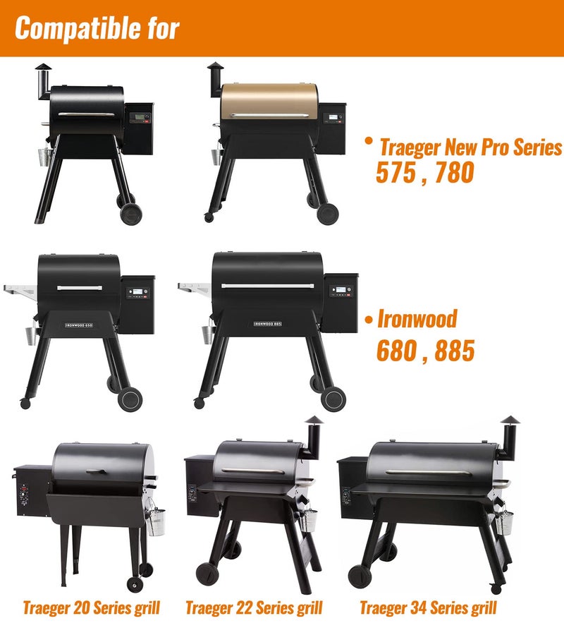NUPICK 20 حزمة من بطانة دلو الشحوم وحزمة واحدة من دلو الشحوم HDW152 لـ Traeger، دلو الشحوم لسلسلة Traeger Pro 575/780، سلسلة 22/34، Ironwood 650/885 شوايات، فضي - Image 2